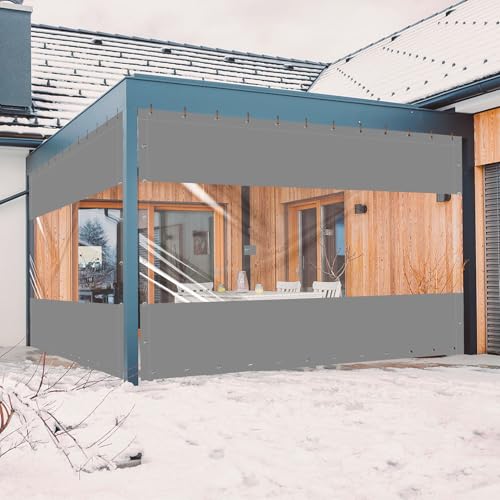 Ezcasch 2.5x3m Bâche Transparente Imperméable avec Œillets, 0.45mm Bache de Protection Exterieur, 450g/m² Bache Etanche au Vent Pluie pour Pergola,...