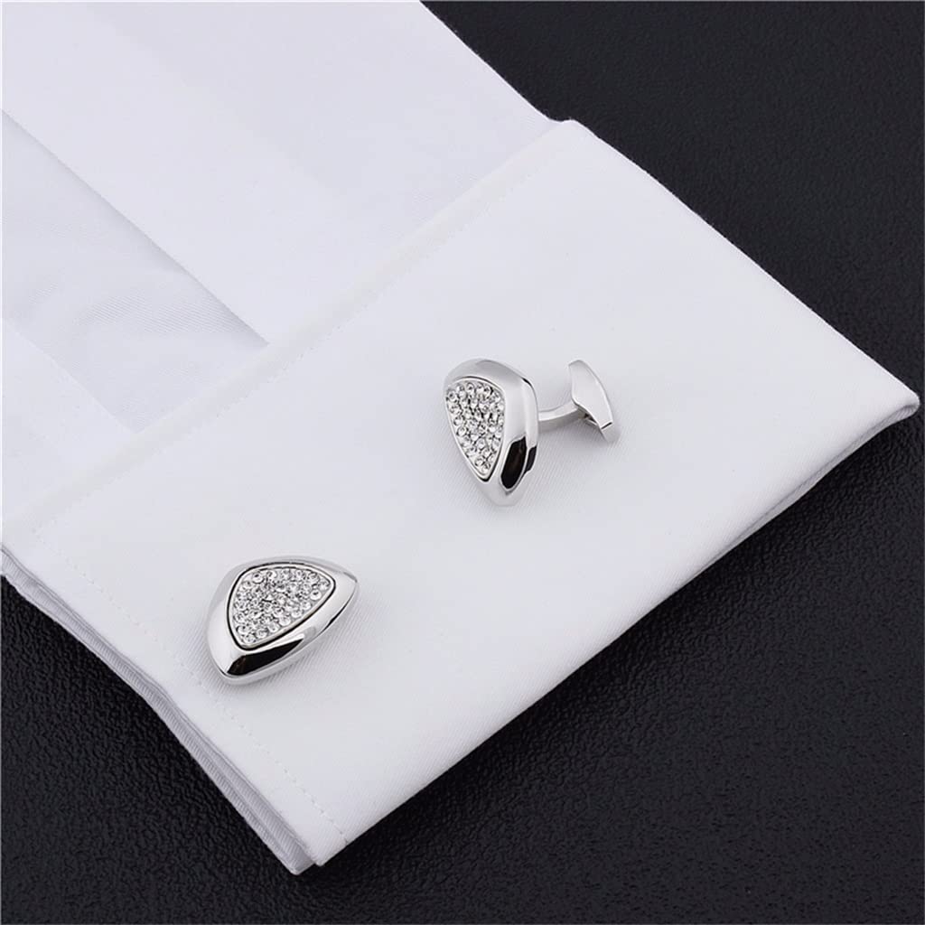 Gemelli a triangolo in cristallo 25 * 17 mm Regali da uomo Accessori per matrimoni Gemelli Gemelli per camicia (D 25 * 17 mm)
