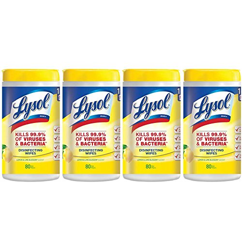 Lysol Lemon & Lime Blossom Disinfecting Wipes, 80 Count (Pack of 4)
