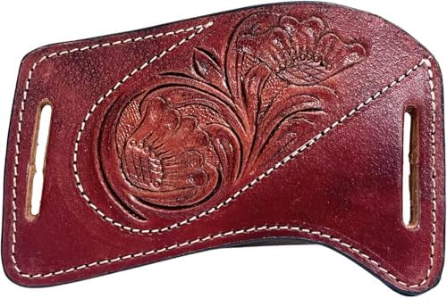 warreplica Genuine Real Leather Case Handmade Knife Sheath with Belt Loop | Pocket Knife Holder Holster for Belt | Fits Knives with up to 4.7" Blade | EDC Outdoor Survival Gear image 4
