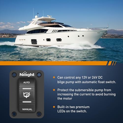 Image of Nilight Auto Manual Rocker Switch Bilge Pump Panel Waterproof