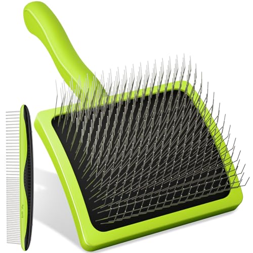 Pecute Professionale Spazzola per Gatti e Cani, Cardatore per Cani, Autopulente Spazzola Cane con Cuscino d'Aria Pelo Lungo, Togliere Eccesso e Morti Peli Animali, Lunghezza dell'ago 25 mm, L