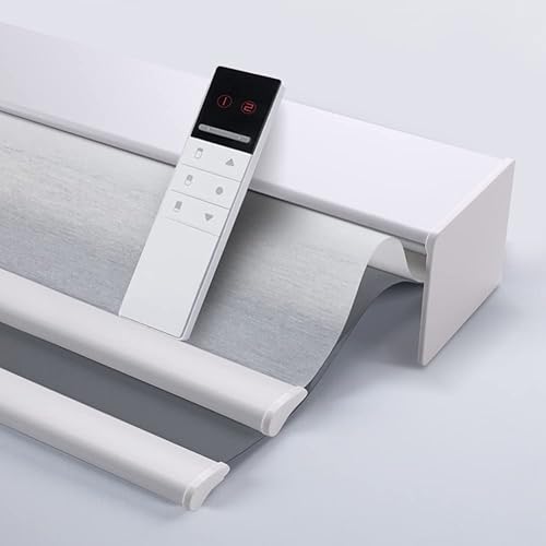 ZSHINE Persianas enrollables de poliéster motorizadas sin cordones de doble capa para día y noche, con cenefa y motor recargable, adecuadas para el