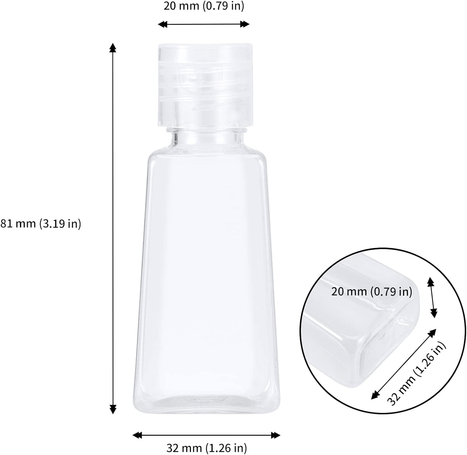 JAPCHET 100 PCS 1 oz Clear Plastic Travel Bottles with Flip Cap, Travel Size Refillable Flip Top Bottles, Small Portable Flip Cap Containers for Liquid, Lotion, Essential Oils, Shampoo and Toiletries