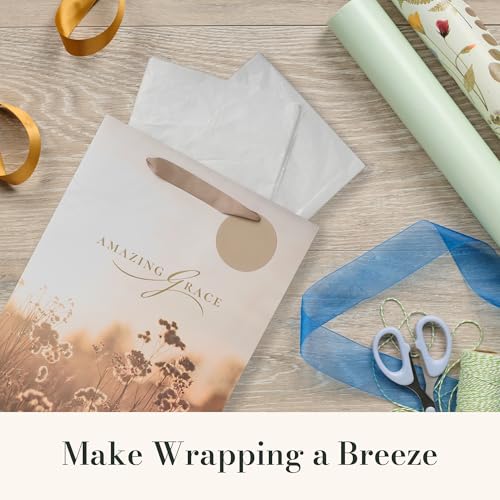 Image of Christian Art Gifts Large Gift Bag with Tissue Paper, Amazing Grace, Taupe
