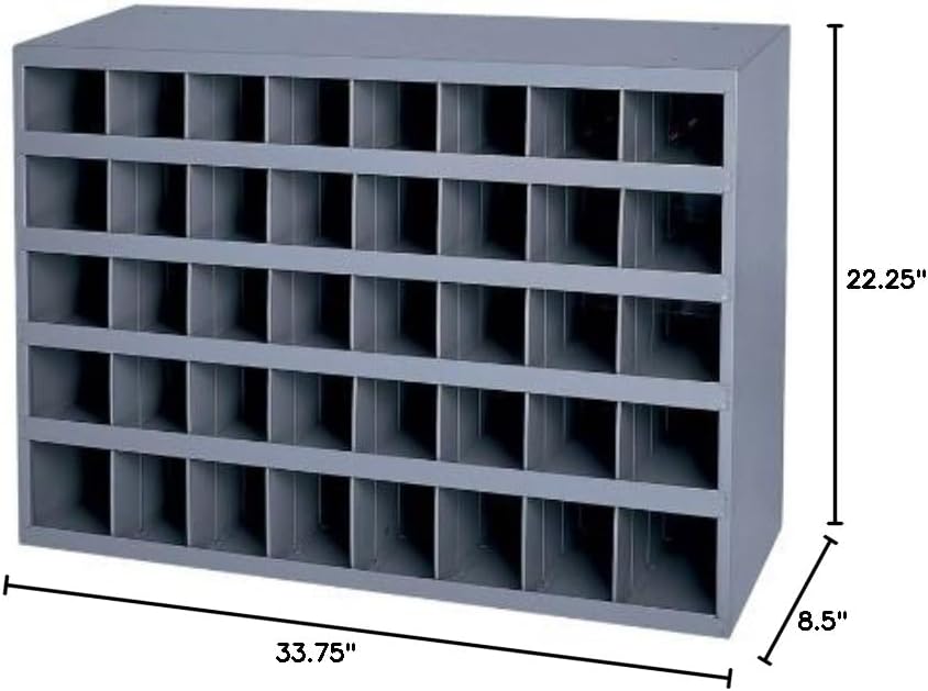 Durham 349-95 Gray Cold-Rolled Steel 40-Opening Bin, 33-3/4" Width x 22-1/4" Height x 8-1/2" Depth