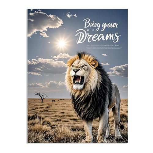 Tableau lion motivation affiche savane africaine décoration bureau