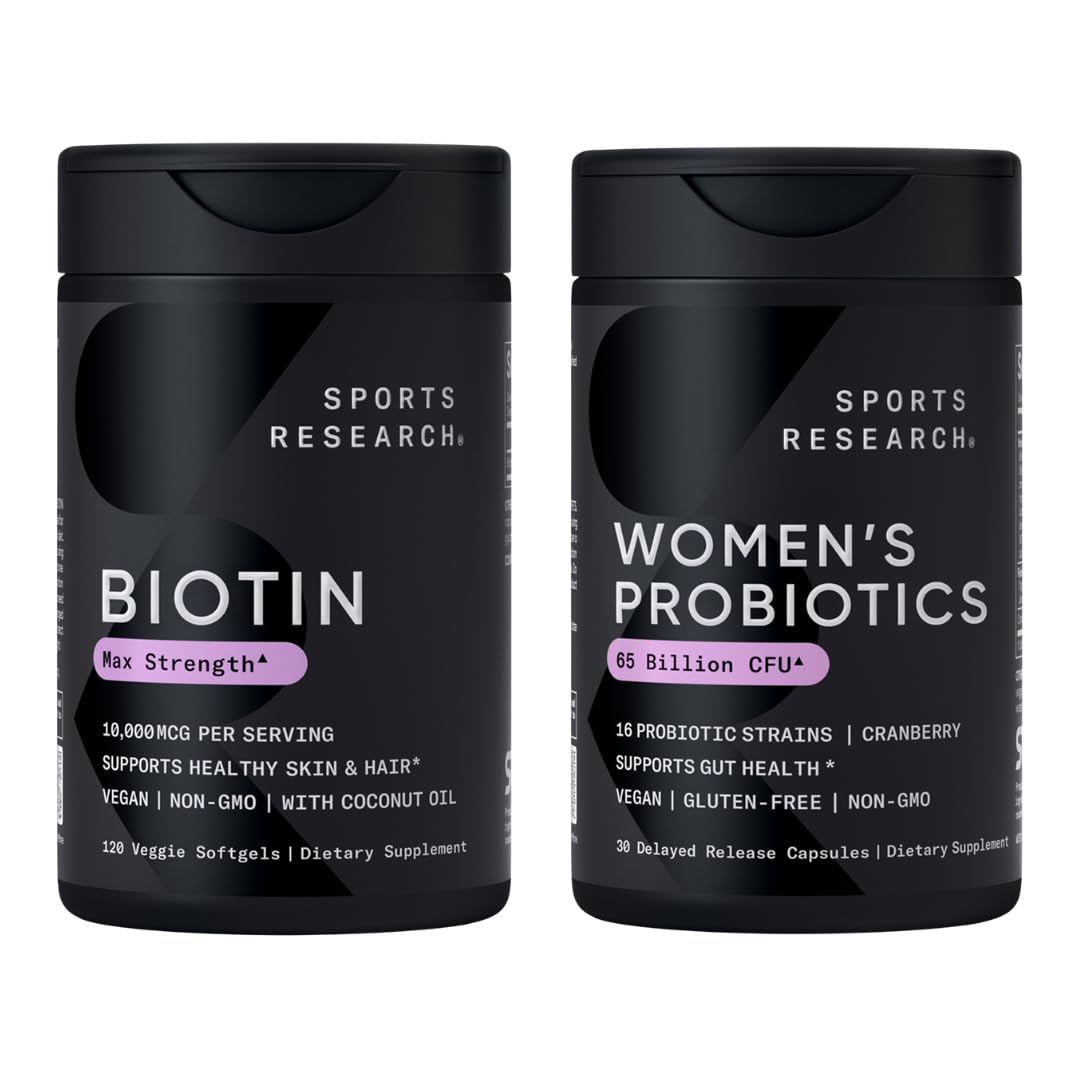 Sports Research® Women's Multivitamin Pack - High Potency Biotin 5,000mcg + Women's Probiotics 65 Billion CFU w/Prebiotics