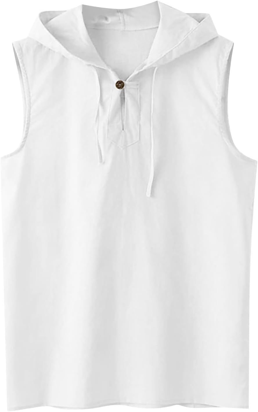 Ymosrh Men's Sleeveless Workout Shirt Hooded Summer Casual Gym Workout Bodybuilding Tank Shirts Top, S-3XL