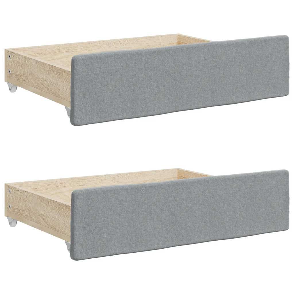 Vidaxl Light Grey Bed Storage Drawers 2 Pcs Engineered Wood And Fabric