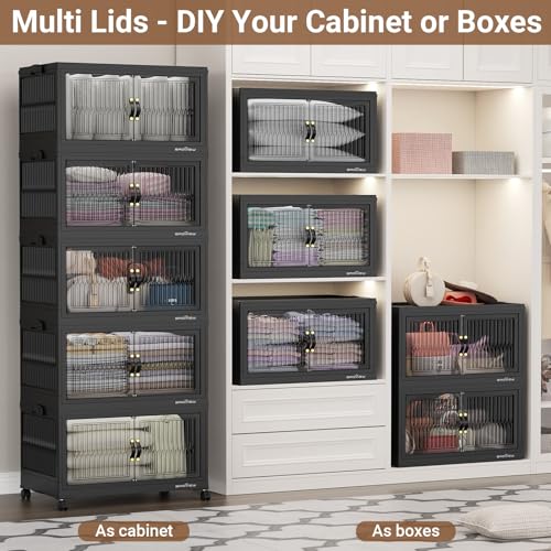 Image of BROVIEW 600Qt Stackable Storage Bins with Lid for Home Dorm, 5Pack Black