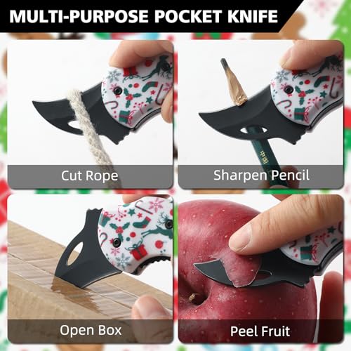 Image of Small Pocket Knife for Women Men,Cute Box Cutter,Folding Utility Knife with 1.38''Sharp Blade,Mini EDC Knives for Everyday Carry,Ideal Gifts for Men and Women(Christmas Gifts)