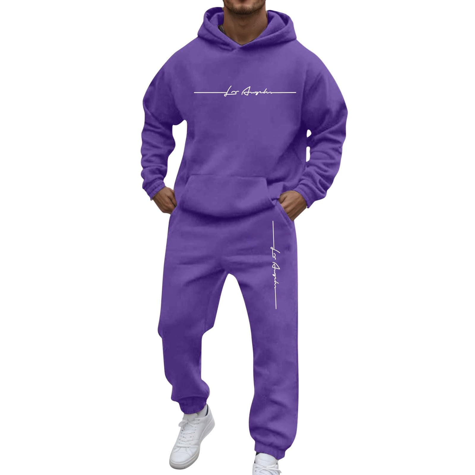 NOFS Joggingbroek en trainingspak, letterprint, losse hoody en joggingbroek, Y2K voor heren, hiphop, streetwear, tracksuit, mannen, pullover, casual top en sportbroek (2 stuks pak), 4, roze., S