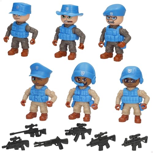 COLORBABY Power Action Set 6 policías pequeños, Juguete 12 Piezas, Incluye Accesorios, Figuras de acción articuladas, Juguetes de rol para niños 3 años y mas (47932)
