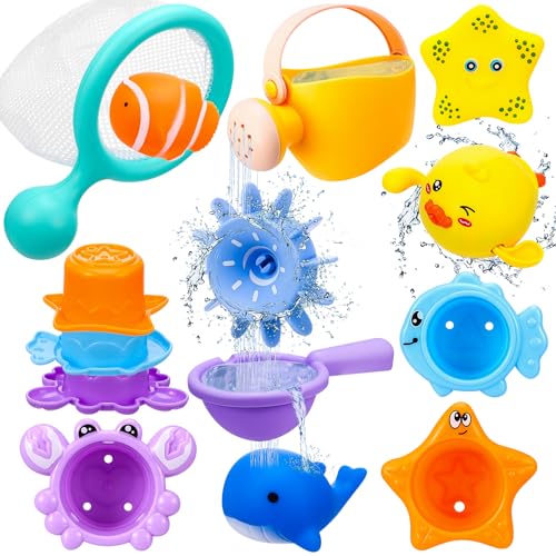 Kaisibum Badewannenspielzeug 11 Stück Badespielzeug Baby ab 1 2 3 4 Jahr Wasserspielzeug Kinder Outdoor Pool Spielzeug P...