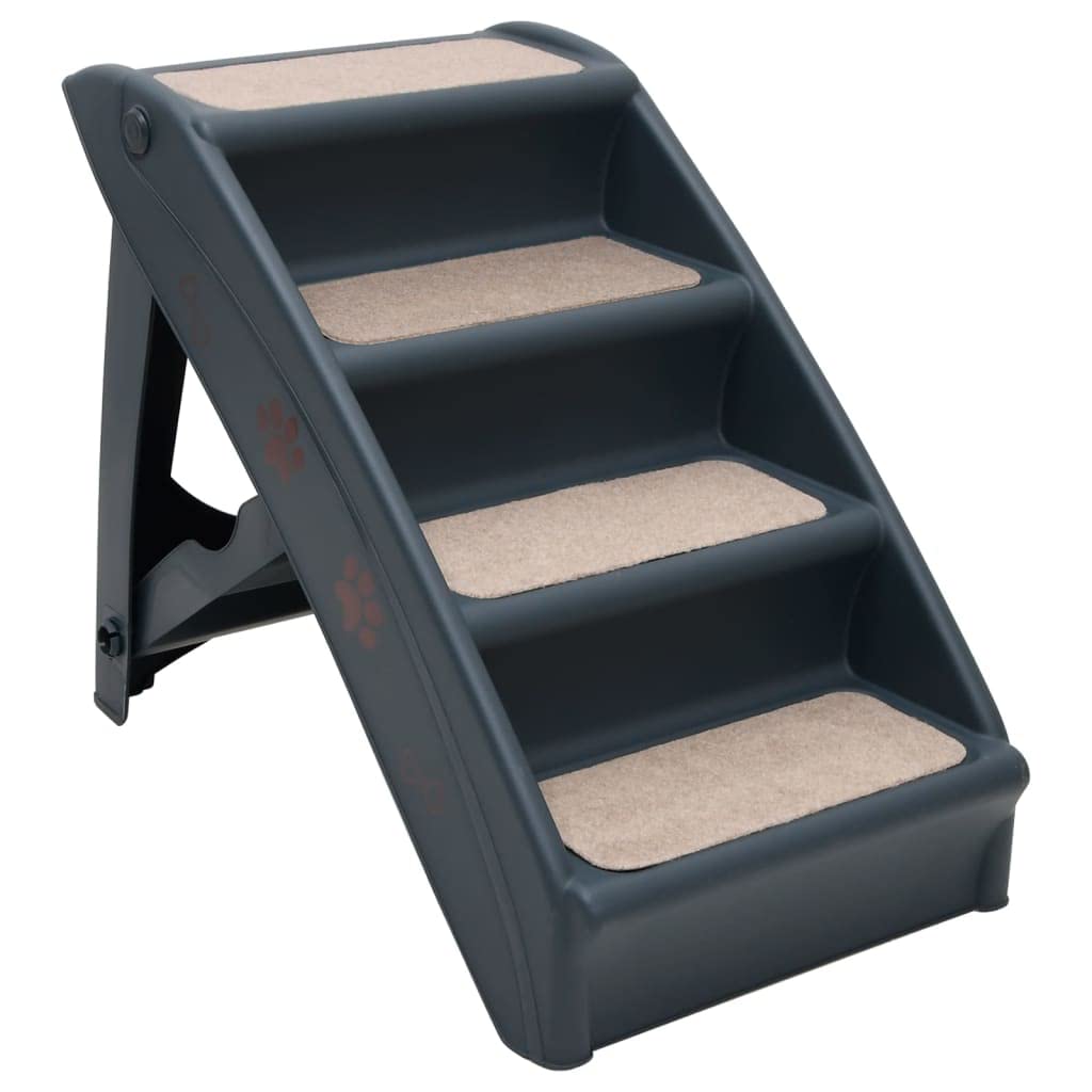 vidaXL Escalier Pliable à 4 Marches pour Chiens Gris Foncé Etape Animaux