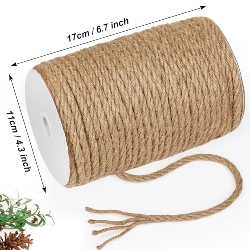 Image of Tenn Well 164ft 6mm Jute Rope Strong Thick for Cat Scratching Post | Strong thick twine rope for crafts, gardening, bundling, home /Christmas decor