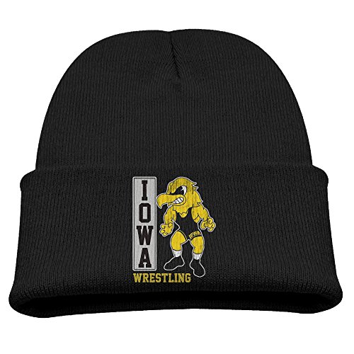 University of Iowa UI Iowa Hawkeyes Wrestling Kids Skullies and Beanies Black