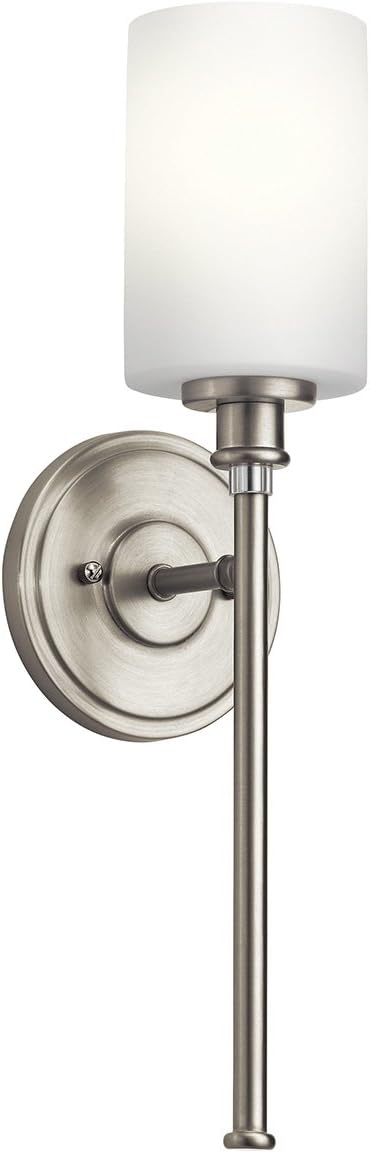 Flаѕh Sаlе Kichler Joelson 18.25" 1 Light Wall Sconce with Satin Etched Cased Opal and Clear Glass Accent Glass in Brushed Nickel