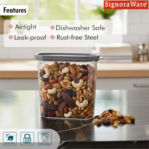 Image of Signoraware Modular Oval Transparent No.3 Plastic Container (1.7 Ltr, Grey