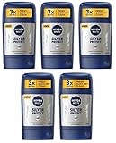 5x Nivea Silver Protect Anti-perspirant Deodorant Solid Stick for Men 5x50ml (Pack of 5)