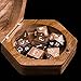 UDIXI Wooden DND Dice Box Sapele Dice Case with Magnetic Lid for Storage 7-Die Standard Size Polyhedral Dice D&D (Hexagonal-Dragon Pattern)