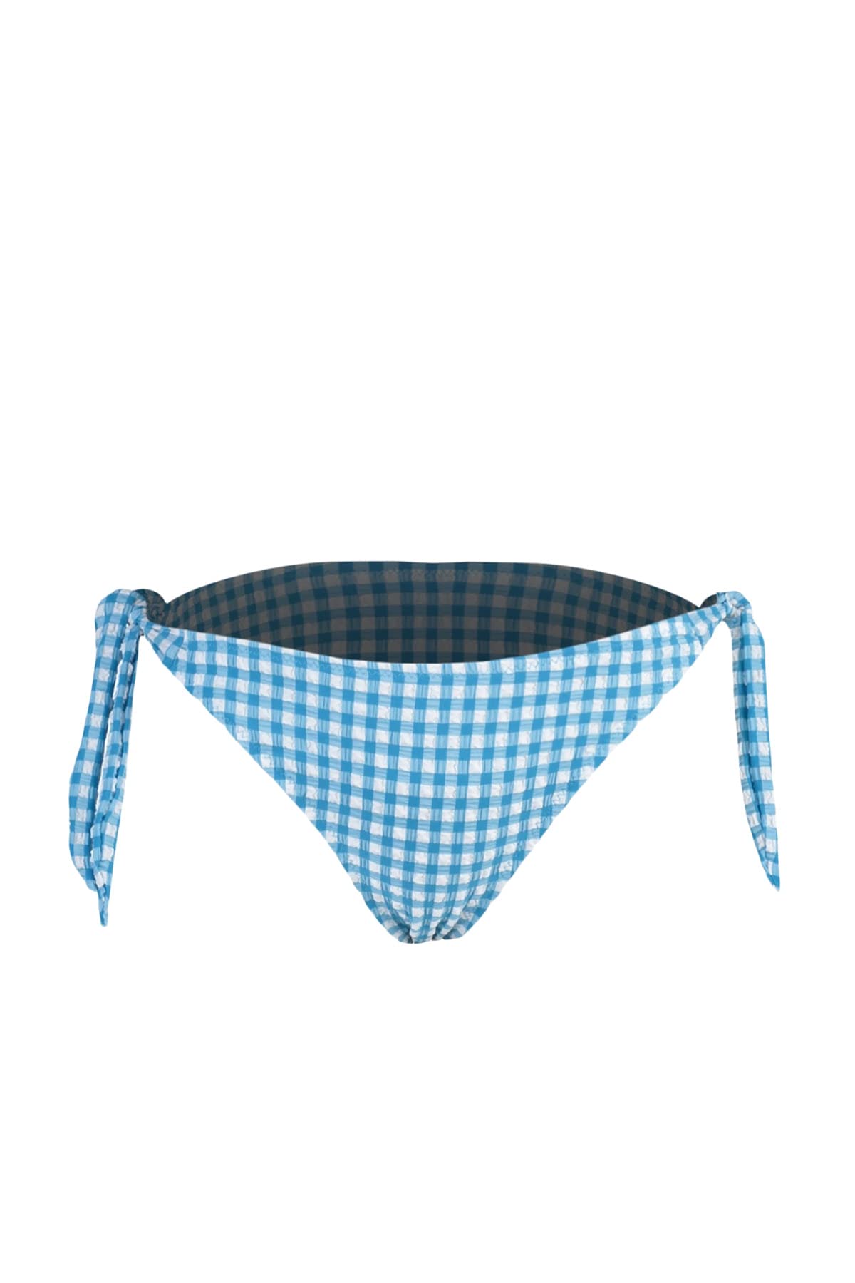 Trendyol Women's Pusik Textured Bikini Swimwear, White-Blue, 40 UK