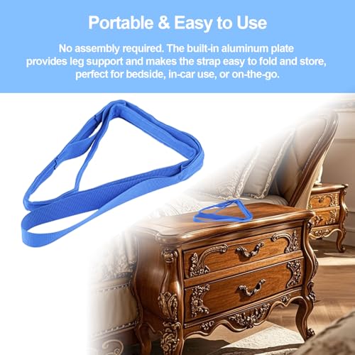 4734 leg lifter-multi-loop leg lifting assistance strap for leg injury hip surgery recovery elderlynon-slip wide webbing with aluminum stay getting legs in and out of bed or car blue