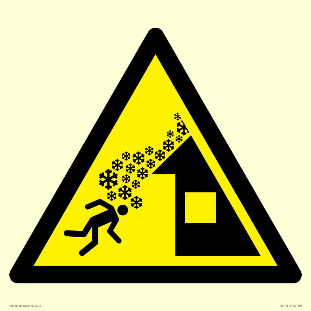 W040 Warning: Roof avalanche Sign - 300x300mm - S30