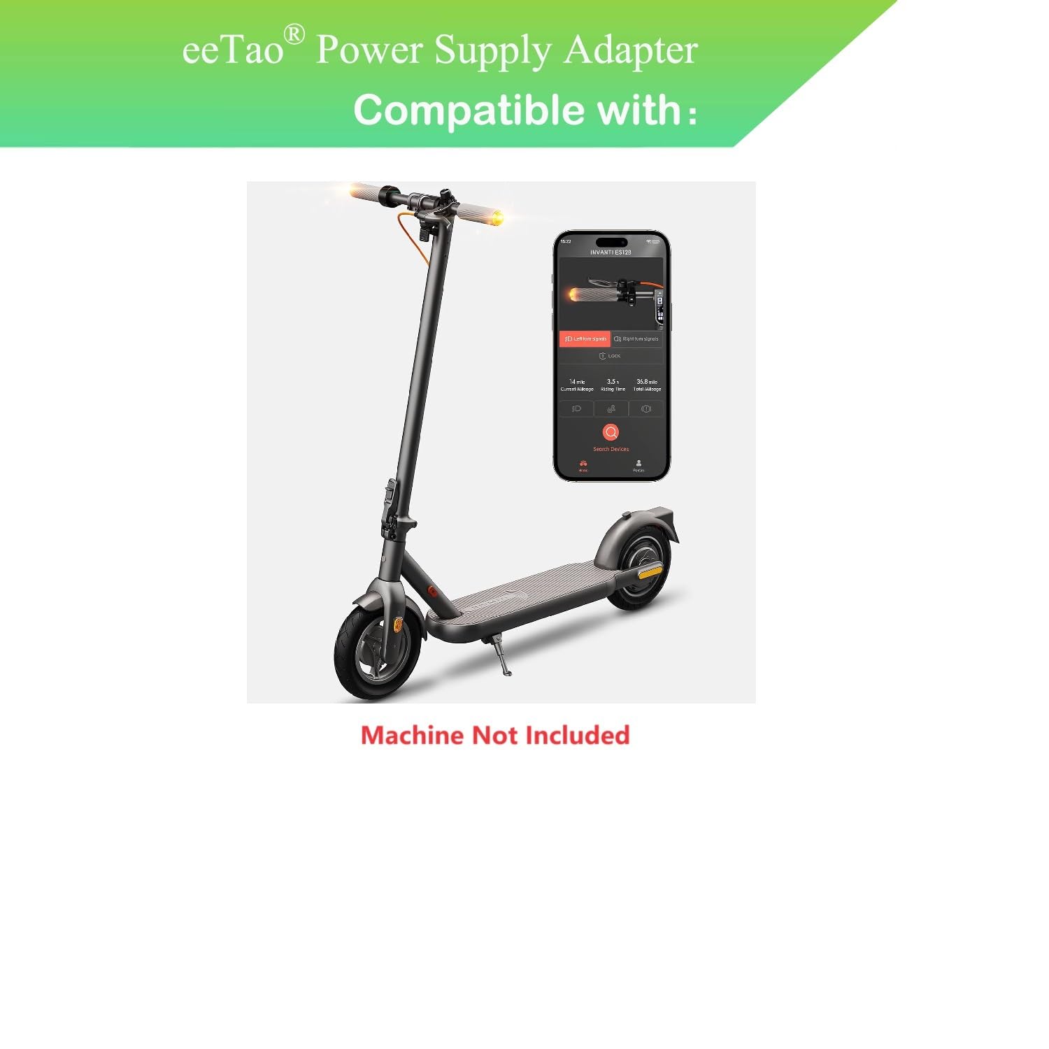 eeTao 42V AC/DC Charger Replacement Compatible with INVANTI V22PRO V22 PRO ES12 Electric Scooter 36V 6AH Lithium-ion Battery DC42V 42VDC 42.0V Adapter Power Supply Cable Cord