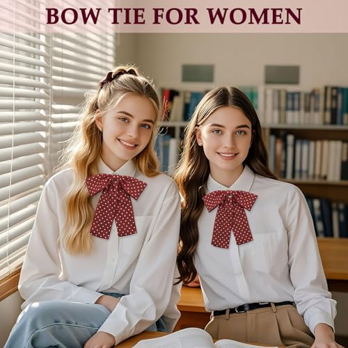 Rzmtaol Polka Dot Bow Ties for Women Pre-tied Womens Bow Tie Clip on Bowtie — view 2