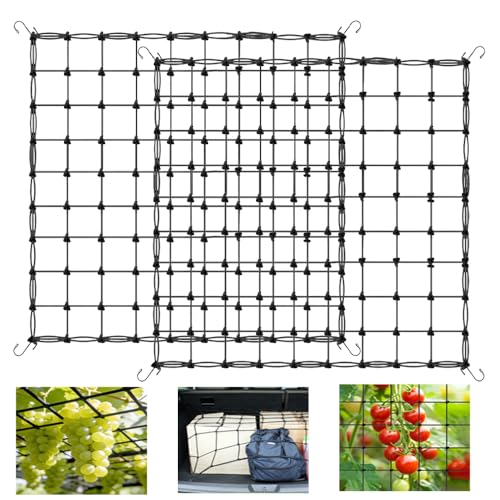 XPJBKC 2 Stück Scrog Netz 80x80 cm Grow Netz mit 8 Haken Pflanzennetz Wachsen Zelt Netz Ranknetz für Kletterpflanzen Passend für Hof Gartenarbeit Garten Balkone (Dehnbar Auf 110cm)
