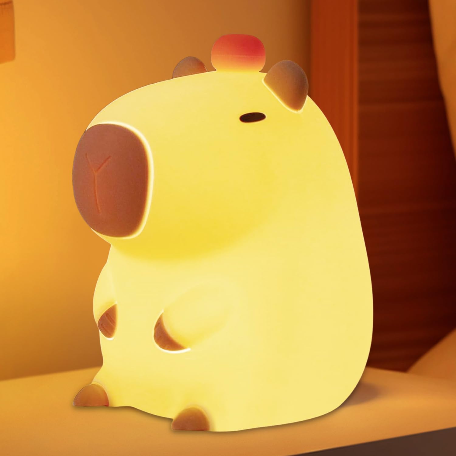 Myratts Led Cute Capybara Night Light, Dimmable Nursery Kawaii Lamps, Super Squishy Silicone USB Rechargeable Touch Control Night Lamp for Kids Adults, Used for Camping Party Room Decor (Capybara)… — image 1