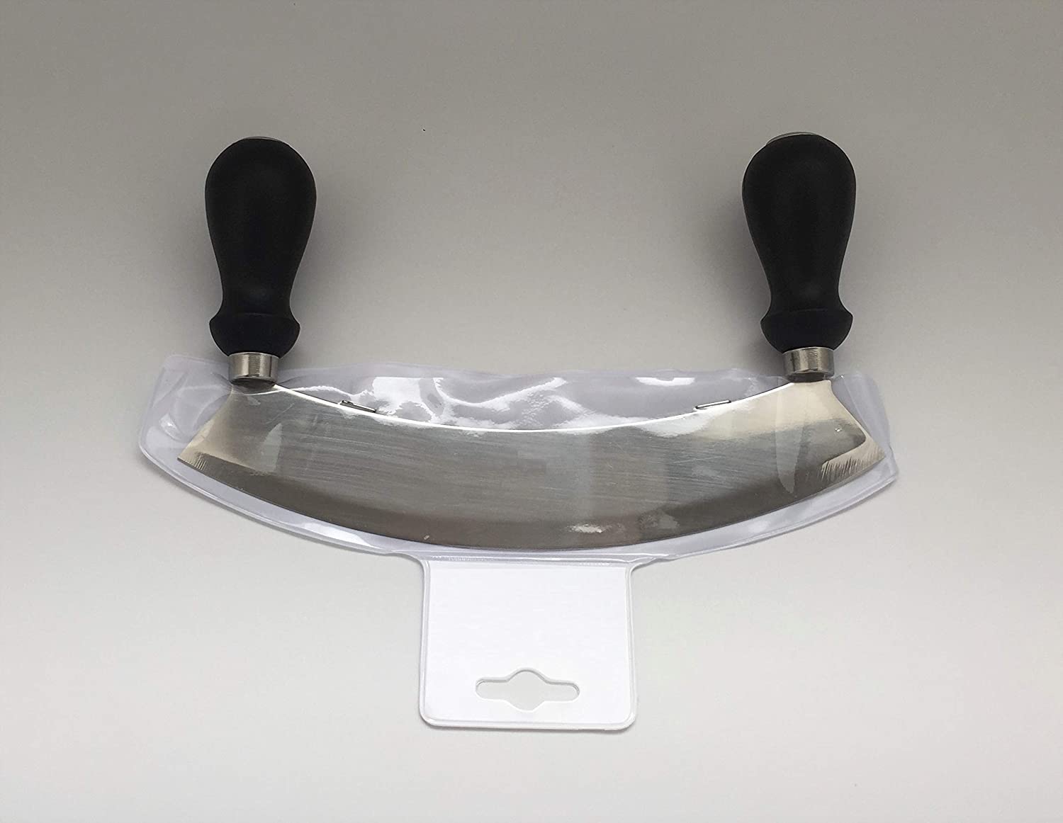 Tredoni 26cm Mezzaluna Messer Zerhacker Schneidemaschine Häcksler, Edelstahl Mond Runden Hachor, Kunststoffgriffe