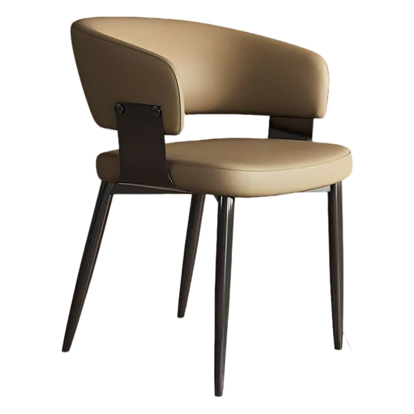 Zestaw tapicerowanych krzeseł do jadalni, nowoczesne krzesła kuchenne ze skóry PU, ergonomiczne zakrzywione oparcie, wytrzymałe metalowe nogi (khaki, zestaw 4 szt.)
