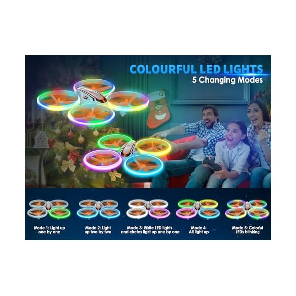 i9C Drohne mit Kamera HD fÃ¼r Kinder, Mini Drone mit Bunte LED Lichter, RC Quadrocopter mit Kopflos Modus, Flugbahn, Spielzeug Geschenke fÃ¼r Jungen MÃ¤dchen AnfÃ¤nger – Bild 5
