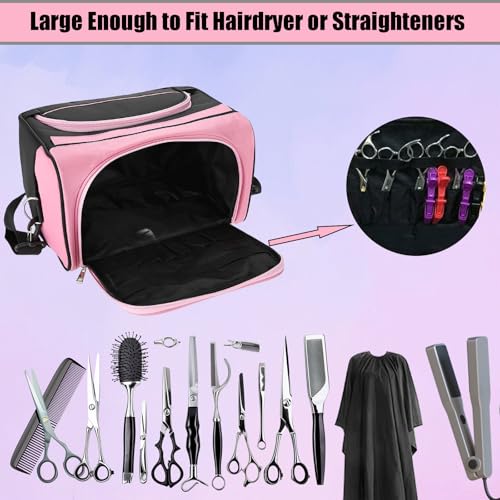 Large Capacity Hairdresser Bag Barber Carrying Case with Handle and Shoulder Strap, Beauty Salon Tool Kits Storage Travel Barber Case Holds Various Hair Cutting Tools Haircutting Bag4