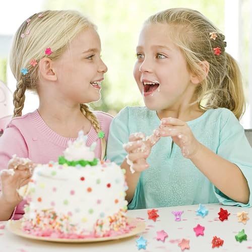Image of NEOBABY Mini Colorful Star Design Tiny Hair Clip for Multiple Hair Styling | Hair Claws Accessories for Kids Baby Girls and Women's Candy Colors (Pack of 24)