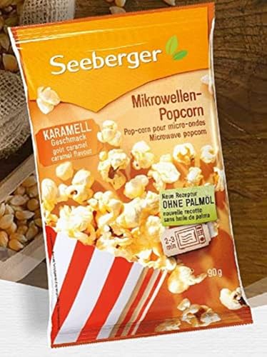 Seeberger Mikrowellen-Popcorn karamell mit Sonnenblumenöl (24 x 90 g)