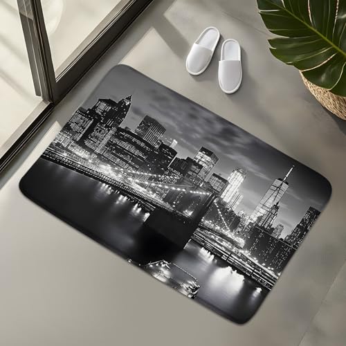 NYC Manhattan Bridge Bath Rug 24x36 Doormat Bathroom Decor