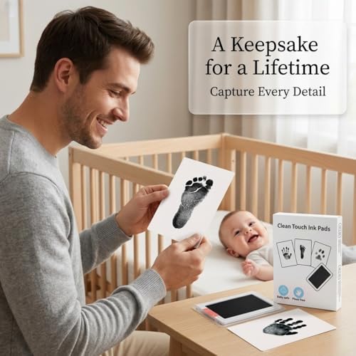 Miniatura 5 de Xl Huellas Bebé Recién Nacido Tinta, Zemiu Grande Kit Huellas Bebe Recien Nacido, Almohadillas De Tinta 100 Segura,No Tóxicas, No Se Mancha,Kit Huella Del Mascota, Regalo De Bautizo O Recuerdo