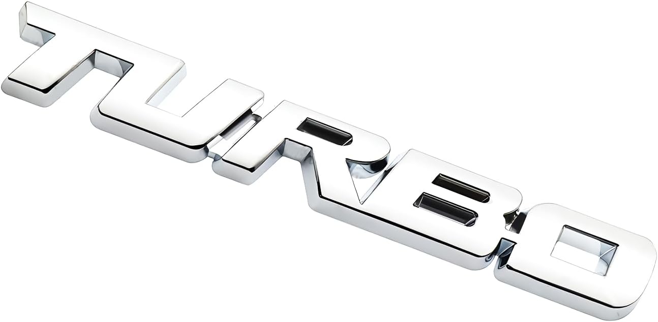 2Pcs Metal Turbo Front Hood Side Body 3D Emblem Badge Replacement for Universal Cars (Silver)