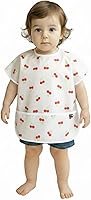 Vista 21 de Short Sleeve Waterproof Bib for Toddlers – Easy Clean Feeding Apron for Mealtime, Daycare, Self-Feeding, Lightweight Gris (Gray Dot)