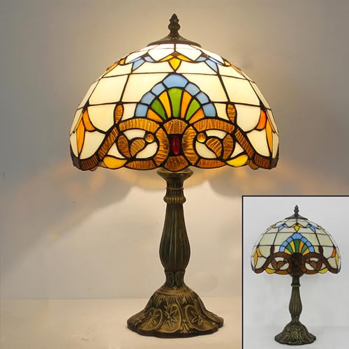 Lampe de table, lampes de chevet vitrail vintage, lampe de bureau baroque, luminaire à poser chambre art déco victorien (A)