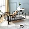 Dog Bed with Rails Elevated Pet Metal Bed Frame with Solid Wood Board and Washable Soft Mat for Medium Dog Indoor or Outdoor Use 252 x 378 Black