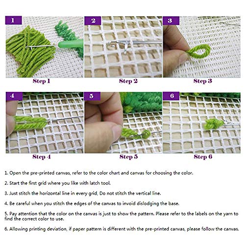 Image of ZFFLYH Latch Hook Kits Cushion Cover Throw Pillow Cover Rug Making Kits Cover Sofa Cushion Home Ornaments Crafts for Adults 17 inch X 17 inch