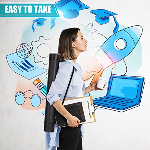 Henoyso 6 Pcs Black Poster Tube Bulk Extendable Blueprint Holder Expand From 24.5 To 40 Inch Portable Folder Organizer With Shoulder Straps And Lids For Maps, Documents, Drawings, Artworks, Scrolls #TOP3