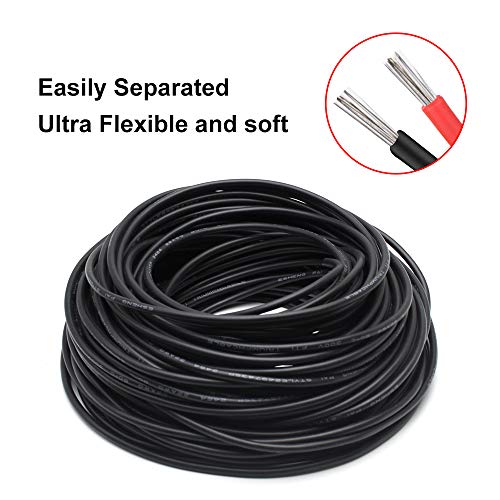 20M/65.6ft 22AWG Extension Cable, Red & Black Tinned Copper Hookup Wire Kit, 2 Pin with Black Reel Package, Extension Electrical Cord for LED Strips Single Colour/Power Supply