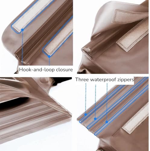 Bolso impermeable para cadera, correa ajustable, bolsa seca con triple cremallera para deportes acuáticos en la playa, navegación y cruceros miniatura 6
