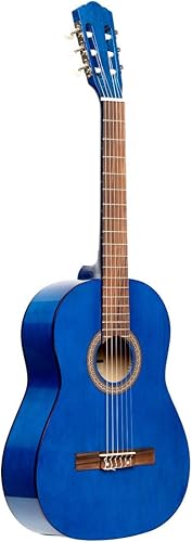Stagg Guitarra clásica de 6 cuerdas, derecha, azul, tamaño 34 (SCL50 34-BLUE)